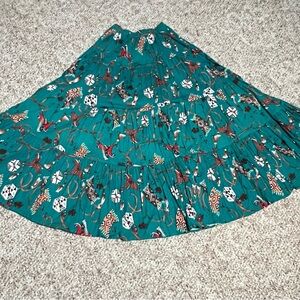 Vintage 70s-80s Teal Western Circle Skirt.